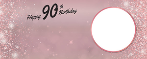 Happy 90th Birthday Rose Gold Sparkles Design Small Personalised Banner 4ft x 2ft