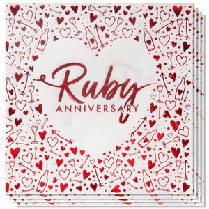 Ruby Anniversary Foiled Luncheon Napkins 33cm 3Ply - Pack of 16