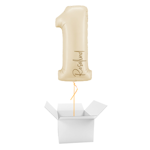 Personalisable Satin Cream Number 1 Helium Foil Giant Balloon - Inflated Balloon in a Box
