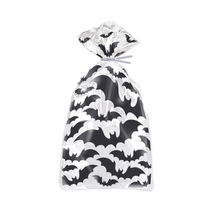 Black Bats Halloween Clear Cello Gift Bags with Twist Ties - Pack of 20