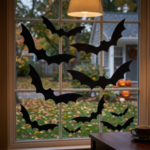 Black Bat Halloween Window Sticker Sheets - Pack of 2