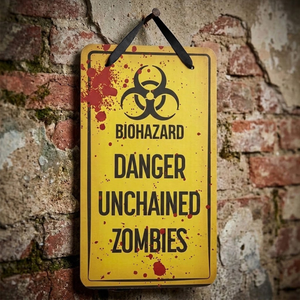 Biohazard Halloween Cardboard Wall Plaque Hanging Decoration 40cm