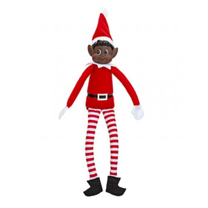 Christmas Long Leg Black Skin Colour Elf With Vinyl Face 30cm