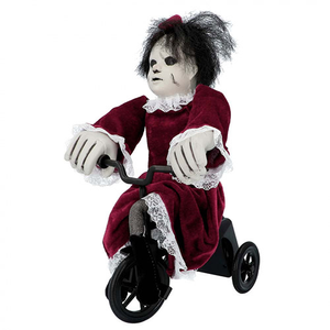 Angry Mathilde On Bicycle Halloween Animated Prop Decoration 35cm