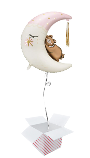 Teddy Bear on the Moon Helium Foil Giant Balloon - Inflated Balloon in a Box