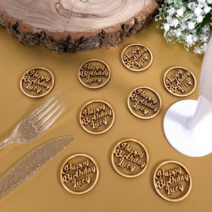 Personalised Wooden Happy Birthday Table Confetti 4cm - Pack of 12