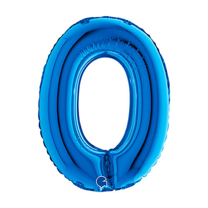 Blue Number 0 Air Fill Foil Balloon 36cm / 14 in