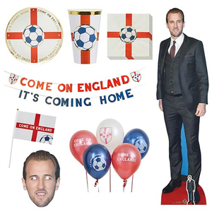 Come On England It's Coming Home Ultimate Party Pack with Harry Kane Cardboard Cutout and Face Mask