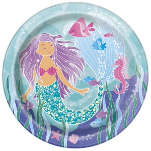 Mermaid Sea Round Paper Plates 22cm - Pack of 8