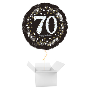 Sparkling Celebration 70th Birthday Round Foil Helium Balloon - Inflated Balloon in a Box