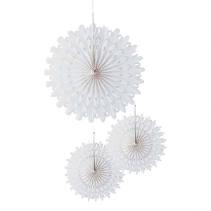 White Snowflake Honeycomb Hanging Decoration - Pack of 3