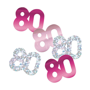 Hot Pink Glitz Age 80 Holographic Assorted Table Confetti 14g