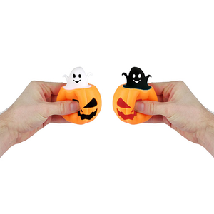 Assorted Pumpkin Stress Relief Squeeze Toy with Surprise Halloween Ghost