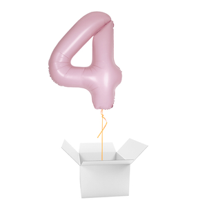 Matte Lovely Pink Number 4 Helium Foil Giant Balloon - Inflated Balloon in a Box