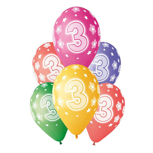 Assorted Colour Cosmic Stars Age 3 Latex Balloons 33cm / 13 in - Pack of 6