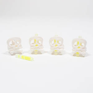 White Skull Hi-Glow Halloween Rings - Pack of 4