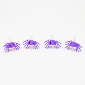 Purple Spider Hi-Glow Halloween Rings - Pack of 4