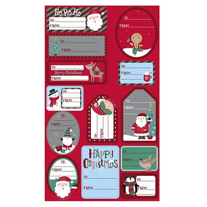 Cute Christmas Characters Foil Sticker Gift Tags