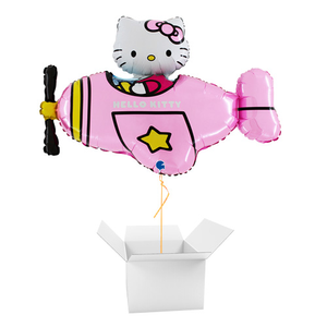 Hello Kitty Pink Aeroplane Giant Helium Foil Balloon - Inflated Balloon in a Box