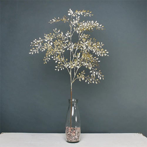 Gold Glitter Mini Leaf Spray Artificial Foliage Decoration 71cm