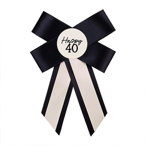 Happy 40th Birthday Cream &amp; Black Elegant Milestone Rosette Pin Badge 17cm