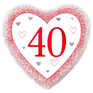 Happy 40th Ruby Anniversary Heart Shape Foil Helium Balloon 46cm / 18 in