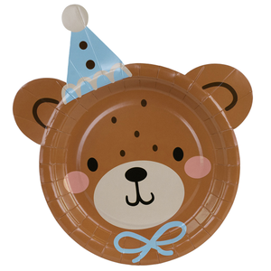 Teddy Bear Head Round Paper Plates 23cm - Pack of 6