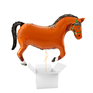 Brown Horse Metallic Giant Helium Foil Balloon - Inflated Balloon in a Box