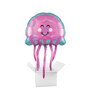 Iridescent Jellyfish Giant Helium Foil Balloon - Inflated Balloon in a Box