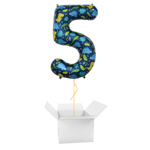 Dinosaur Number 5 Helium Foil Giant Balloon - Inflated Balloon in a Box