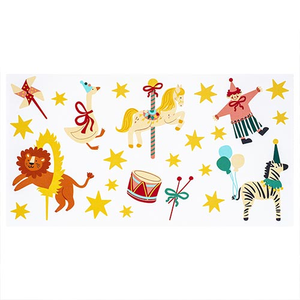 Circus Temporary Tattoos Sticker Sheet - Pack of 24