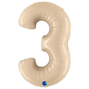 Satin Cream Number 3 Helium Foil Giant Balloon 102cm / 40 in