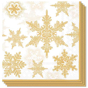 Gold Snowflakes Christmas Paper Luncheon Napkins 3 Ply 33cm - Pack of 20