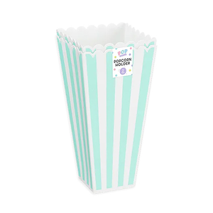 Pastel Green Stripes Reusable Plastic Popcorn Holder - Pack of 2