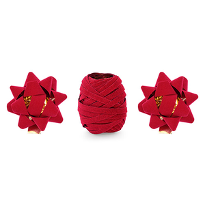 Red Velour Ribbon Cops &amp; Bows - Pack of 3
