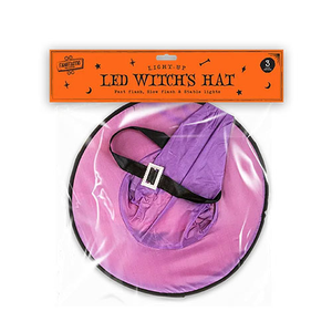 Purple Light Up Witch Hat Halloween Fancy Dress One Size