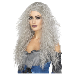 Banshee Grey Messy Tight Curl Long Hair Wig