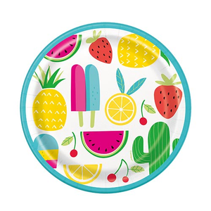 Summer Sweet & Succulent Round Paper Plates 18cm - Pack of 8