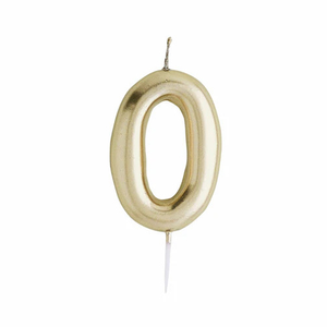 Metallic Gold Number 0 Shaped Candle