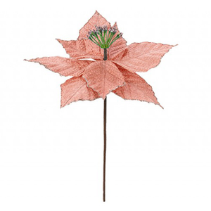 Rose Gold Christmas Glitter Flower Pick 26cm