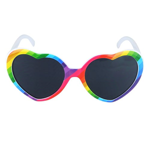Rainbow Stripe Heart Shape Glasses with Dark Lenses