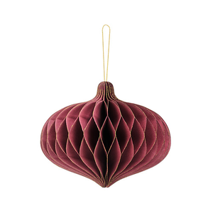 Burgundy Oval Honeycomb Hanging Paper Bauble Decoration 18cm