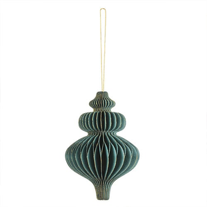 Bottle Green Honeycomb Icicle Hanging Paper Bauble Decoration 15cm