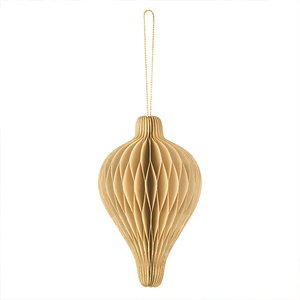 Beige Honeycomb Droplet Hanging Paper Bauble Decoration 12cm