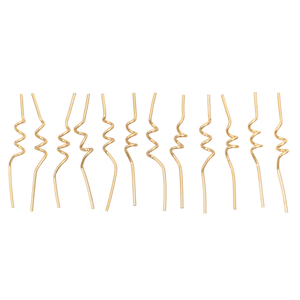 Gold Curly Birthday Candles with Holders - Pack of 12