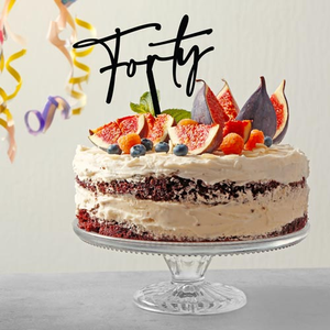 40th Birthday Cursive Age Forty Customisable Acrylic Cake Decoration Topper