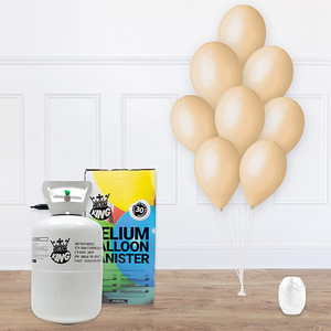 Disposable Helium Gas Canister with 30 Blush Nude Balloons and Curling Ribbon
