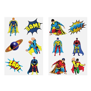 Assorted Superhero Mini Temporary Transfer Tattoo Stickers - Pack of 6