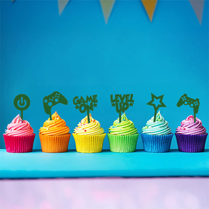 Gaming Acrylic Cake Pick Toppers - Pack of 6