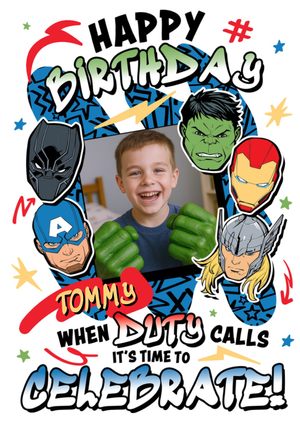 Marvel The Avengers Happy Birthday Photo Upload Card